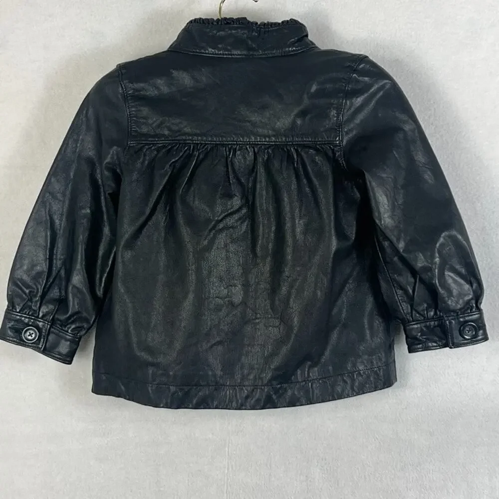GAP Kids Black Goat Leather Jacket Girl's Size M (8)